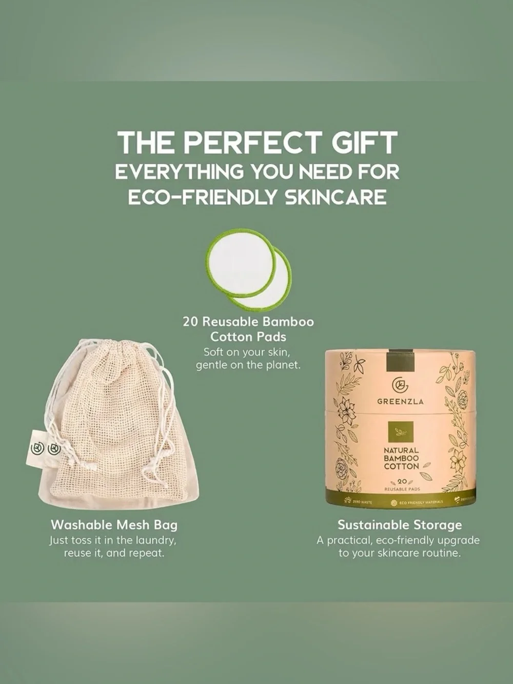 Greenzla Reusable Round Cotton Pads - 20 PK